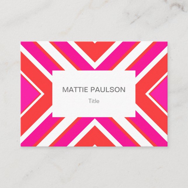Orange Pink Geometric Business Card (Front)
