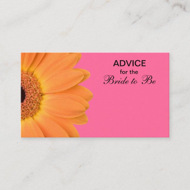 Orange & Pink Gerber Daisy Advice for the Bride Card (Front)