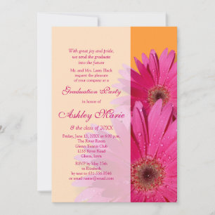 Orange Pink Gerbera Daisy Graduation Invitation
