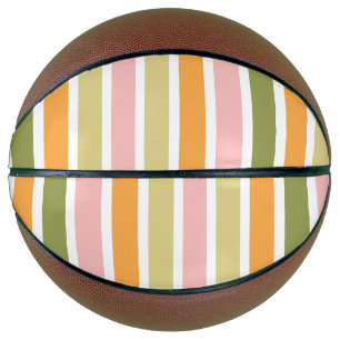 Orange Pink Gold and Green Stripes Basketball