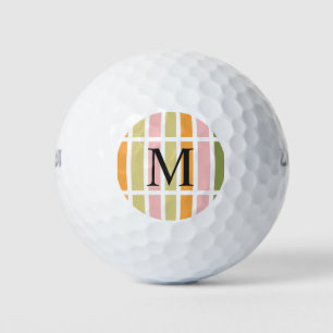 Orange Pink Gold and Green Stripes Golf Balls