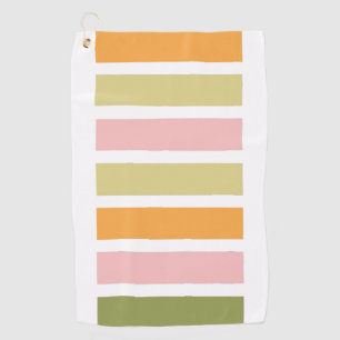 Orange Pink Gold and Green Stripes Golf Towel