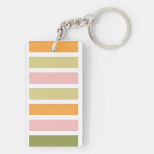 Orange Pink Gold and Green Stripes Keychain