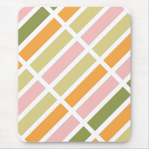 Orange Pink Gold and Green Stripes Mouse Pad
