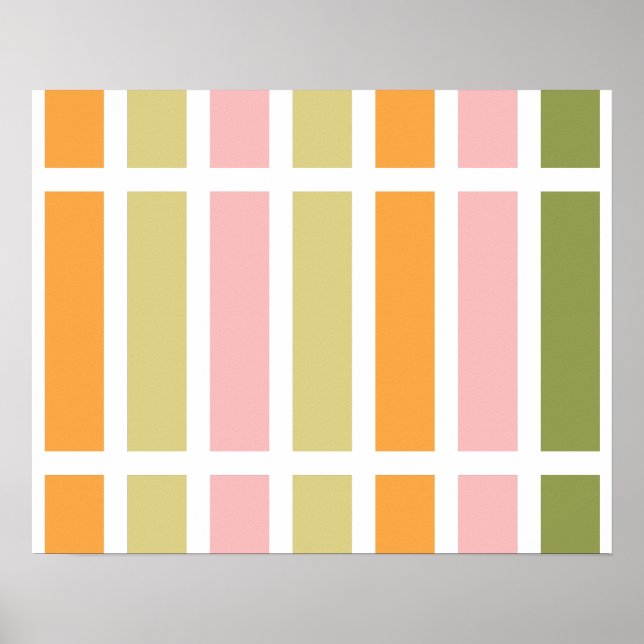 Orange Pink Gold and Green Stripes Poster (Front)