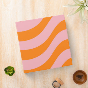 Orange Pink Groovy Retro Pattern Binder