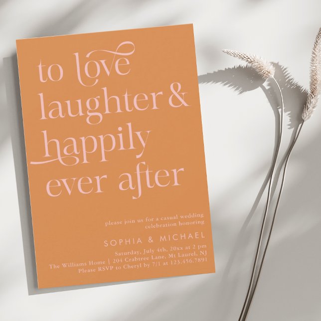 Orange & Pink Happily Ever After Casual Wedding  Invitation (Creator Uploaded)