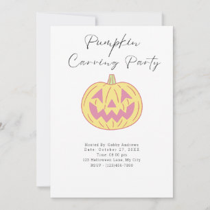 Orange Pink Jack-O' Lantern Pumpkin Carving Party Invitation