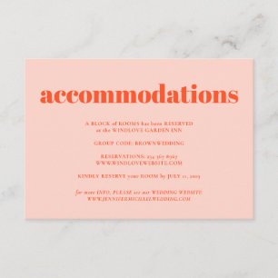 Orange Pink Minimalist Wedding Accommodations Enclosure Card