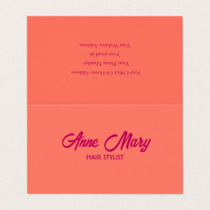 Orange Pink Modern Bold Script Salon Hair Stylist Business Card