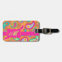 Orange Pink Modern Paisley Whimsy Pattern