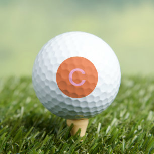 Orange Pink Monogram Initial Modern Custom Colour  Golf Balls