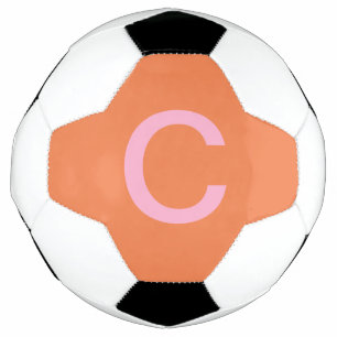 Orange Pink Monogram Initial Modern Custom Colour  Soccer Ball