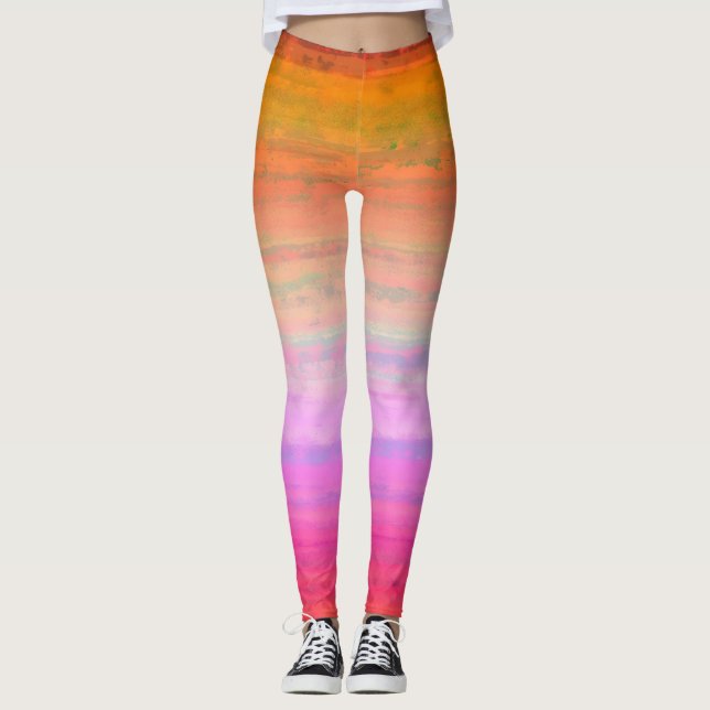 Orange Pink Ombre Leggings (Front)