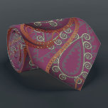 Orange Pink Paisley Peacock Colours Wedding Tie<br><div class="desc">Pink and Coral Orange Yellow and Gray Mehndi Indian Paisley Peacock Wedding Party Tie For the Guys.  Father of Bride,  Father of Groom,  Groomsman,  Best Man and Groom.</div>