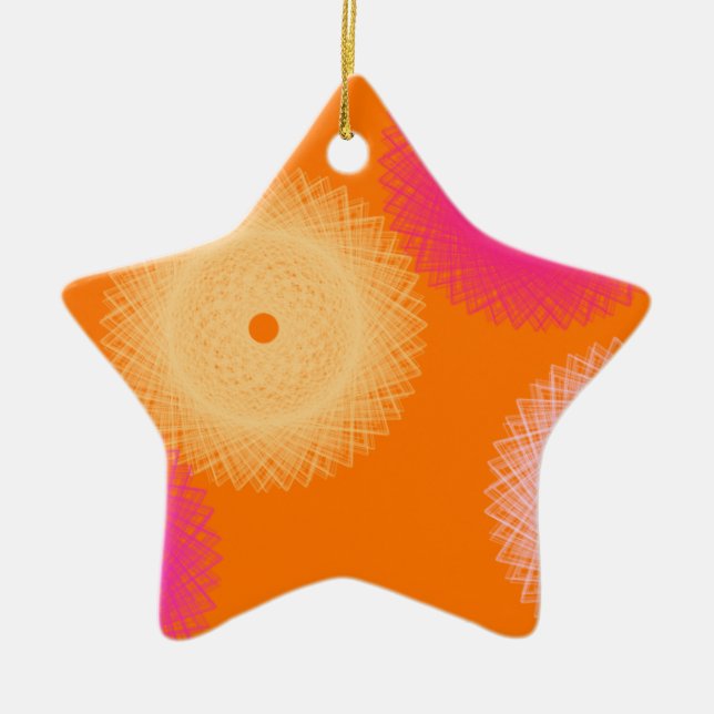 orange & pink pop colour ceramic ornament (Front)