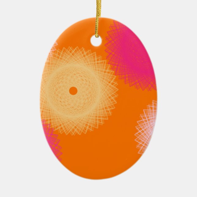 orange & pink pop colour ceramic ornament (Front)