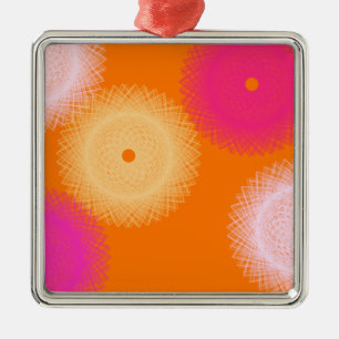 orange & pink pop colour metal ornament