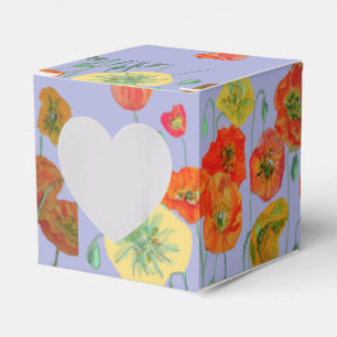 Orange Pink Poppy Floral Birthday Cake Favour Box
