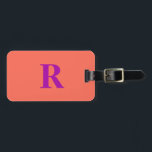 Orange Pink Purple Colourful Monogram Initial Gift Luggage Tag<br><div class="desc">Monogrammed initial and also personal details like name,  address,  phone number and email all of which you can edit. Designed with attractive solid orange colour background,  you can change the colour if you wish. Cool travel gift idea for him or her.</div>