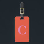 Orange Pink Red Colourful Monogram Initial Gift Luggage Tag<br><div class="desc">Monogrammed initial and also personal details like name,  address,  phone number and email all of which you can edit. Designed with attractive solid orange colour background,  you can change the colour if you wish. Cool travel gift idea for him or her.</div>