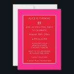Orange Pink Red Modern Minimalist 21st Birthday Invitation<br><div class="desc">Printed with bold colours and personalized text templates which you can edit and customize!</div>