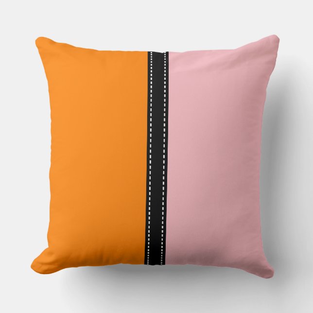 Orange & Pink Solid Colour Background Throw Pillow (Front)