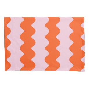 Orange Pink Stripe Minimalist Groovy Spring Summer Pillowcase