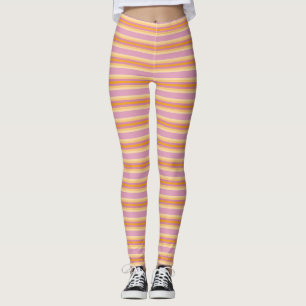 Orange Pink Stripes B Leggings