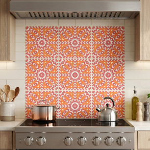 Orange & Pink Stylish Mosaic Geometric Pattern Tile