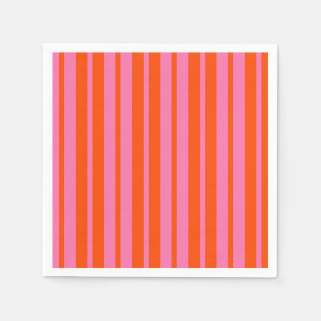 Orange Pink Stylish Stripes Pattern Design  Napkin (Front)