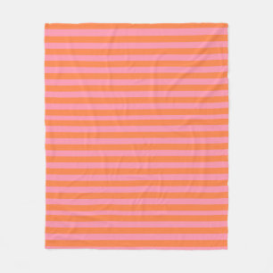 Orange Pink Summer Mood Lines Fleece Blanket