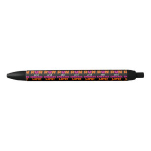 Orange Pink Text Run Runner Marathon Black Ink Pen