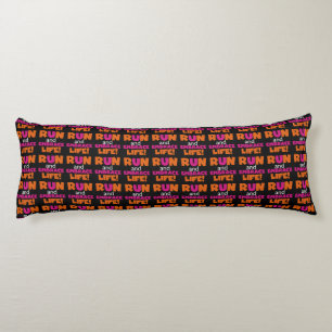Orange Pink Text Run Runner Marathon Body Pillow
