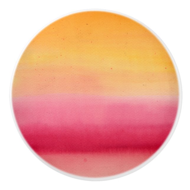 Orange Pink Watercolor Ceramic Knob (Front)