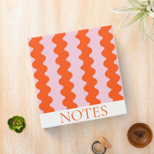 Orange & Pink Wavy Stripe Elegant Organizer Binder