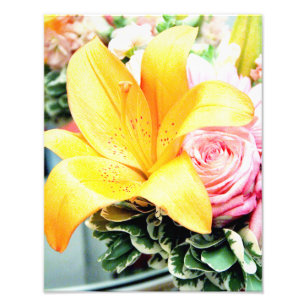 orange pink wedding flowers star lily rose photo print