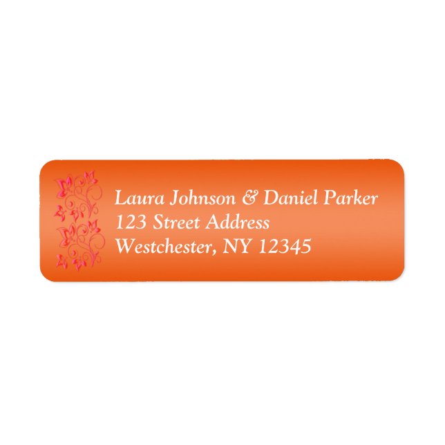 Orange, Pink, White Floral Return Address Label (Front)