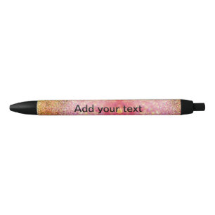 Orange pink yellow glitter add name sparkle text black ink pen
