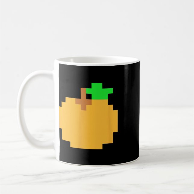 Orange Pixel 8-bit Arcade Video Game Matching Cost Coffee Mug (Left)