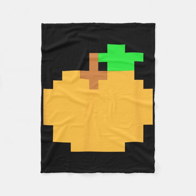Orange Pixel 8-bit Arcade Video Game Matching Cost Fleece Blanket (Front)