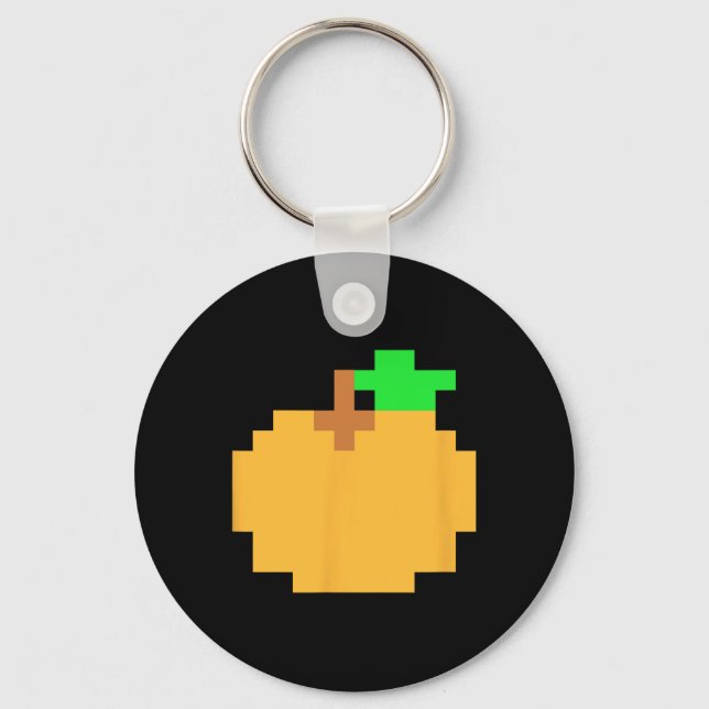 Orange Pixel 8-bit Arcade Video Game Matching Cost Keychain (Front)