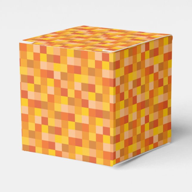 Orange Pixels Pattern Favor Box (Front Side)