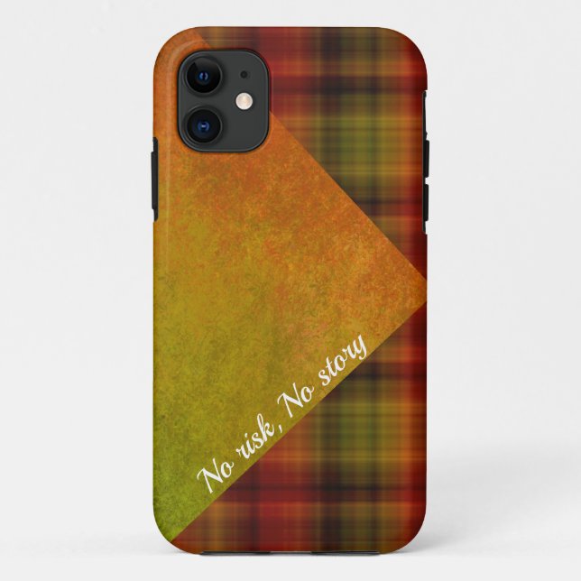  Orange plaid abstract iPhone Case (Back)