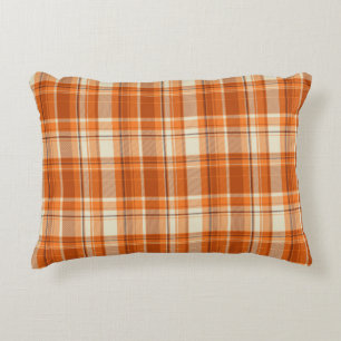 Orange plaid accent pillow