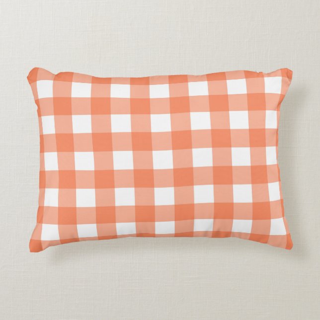 Orange Plaid Accent Pillow (Front)