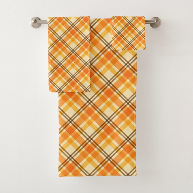 Orange Plaid Bath Towel Set (Insitu)