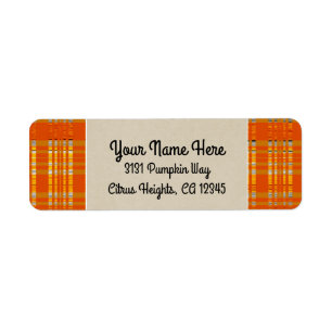 Orange Plaid & Brown Kraft Rustic Monogram Initial