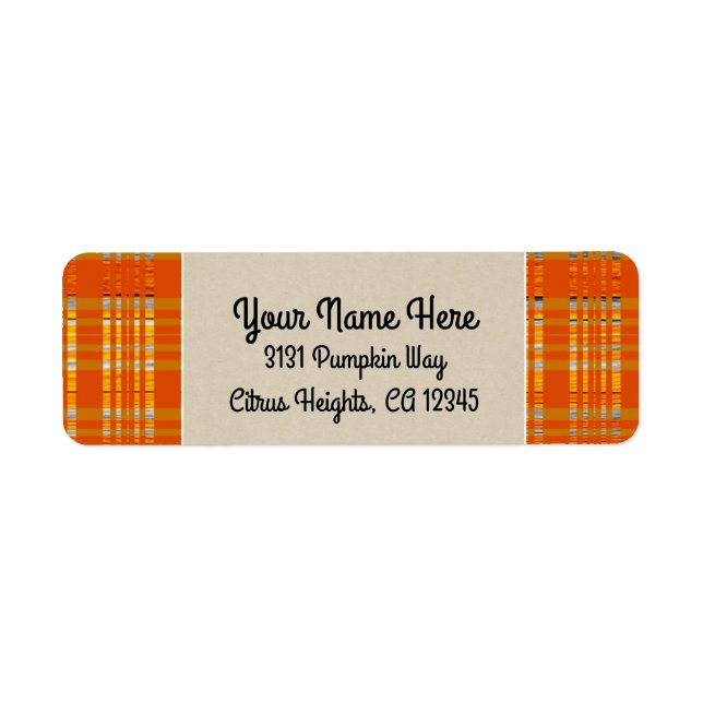 Orange Plaid & Brown Kraft Rustic Monogram Initial (Front)