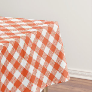 Orange Plaid Fall Pattern Tablecloth